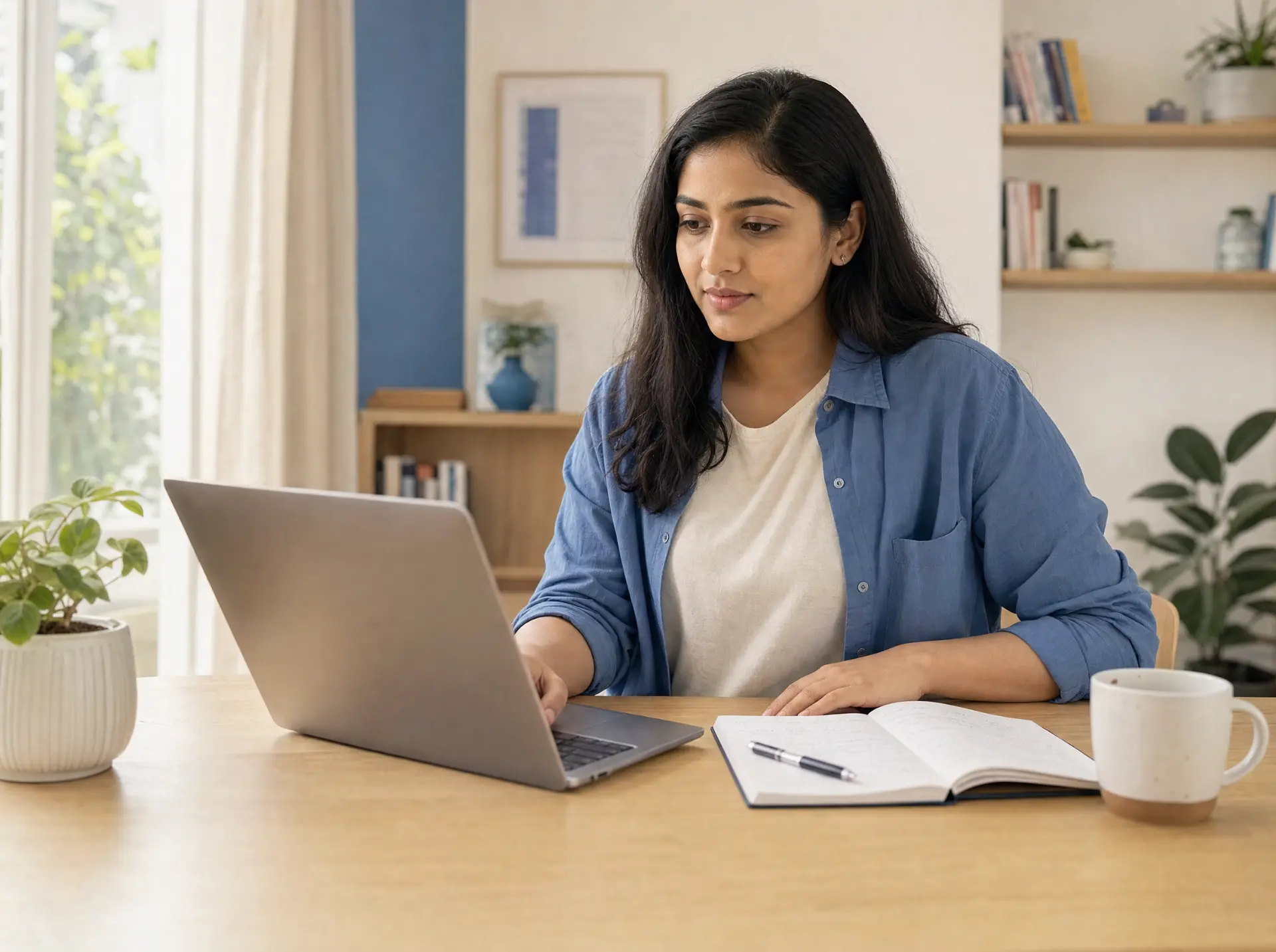 A learner building a project in a bright personal workspace